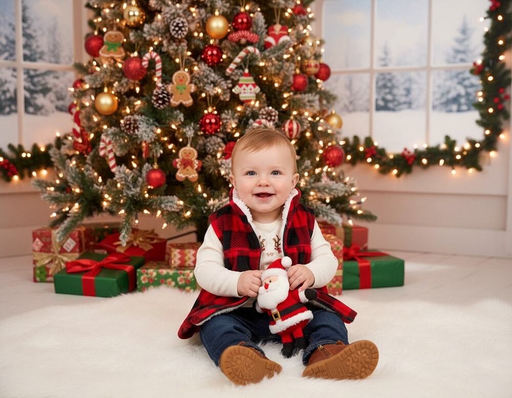 Carter's Baby Plaid Vest 12 Months Black Red Full Zip Quilted Outerwear